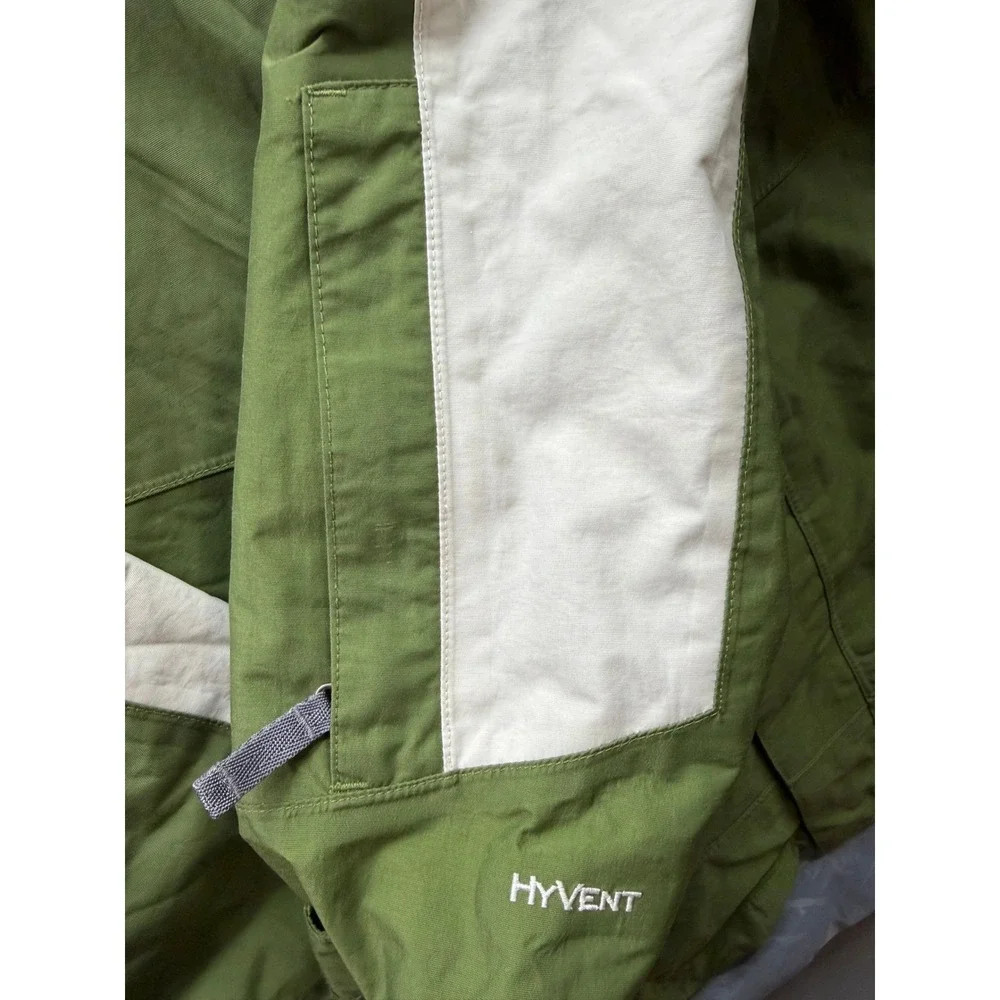 The North Face HyVent Jacket Mens Green Grey Colorblock Waterproof Shell Large